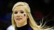 A Kansas State Wildcats cheerleader performs in the first half of the second-round game against the La Salle Explorers at the Sprint Center.
