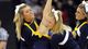 La Salle Explorers cheerleaders perform for the crowd during a timeout in the first half of Friday's second -round game against the Kansas State Wildcats at the Sprint Center. La Salle won 63-61.