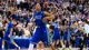 Florida Gulf Coast guard Sherwood Brown (25) celebrates after defeating the San Diego State Aztecs during the third round of the NCAA basketball tournament at Wells Fargo Center. Florida Gulf Coast defeated San Diego State 81-71.