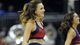 Mississippi Rebels cheerleaders entertain the crowd during a timeout in the first half of the game against the La Salle Explorers during the third round of the NCAA basketball tournament at the Sprint Center. La Salle won 76-74.