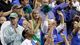 Amanda Marcum, the wife of coach Andy Enfield of the Florida Gulf Coast Eagles, watches in the second half against the San Diego State Aztecs during the third round of the NCAA tournament at Wells Fargo Center on March 24 in Philadelphia.