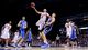 Louisville Cardinals guard Peyton Siva shoots against Duke Blue Devils forward Mason Plumlee against the Duke Blue Devils at Lucas Oil Stadium.  Louisville won 85-63.