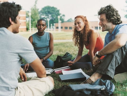 Multiracial students on campus