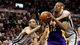 Game 2 in San Antonio: Spurs 102, Lakers 91 - Dwight Howard gets fouled while going up for a shot.
