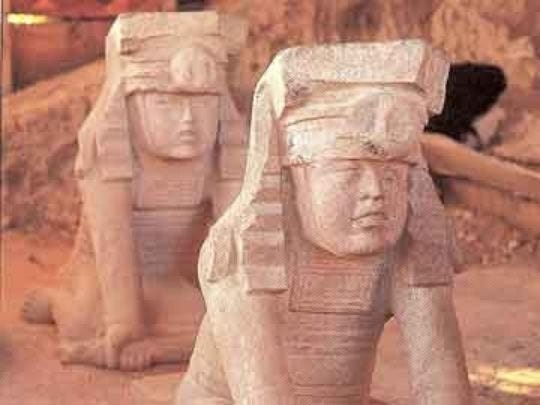 Olmec sculptures on display