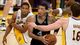 Game 4 in Los Angeles - Spurs guard Danny Green splits the Lakers' defense.