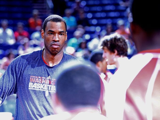 Jason Collins finished this NBA season with the Wizards, then announced Monday he is gay, the first openly gay player in the NBA. Flip through this gallery for a look at his career.