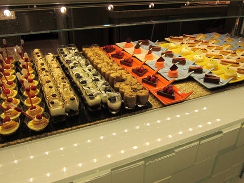 The standalone dessert buffet is overwhelming, with many dozens of tempting choices. This is about a twentieth of the display.