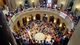 Supporters and opponents of Minnesota's same-sex marriage bill gather in the state Capitol rotunda as the Senate prepared to take up the issue in St. Paul. The bill passed the Minnesota House last week.