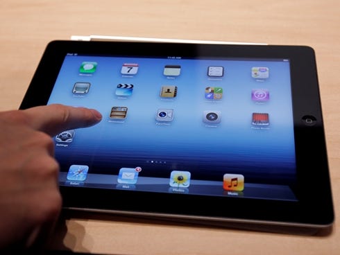 An Apple iPad tablet is on display during an Apple event in San Francisco.