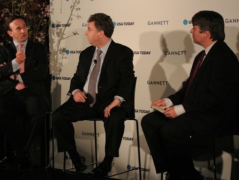 From left: Russ Koesterich of BlackRock, Jonathan Golub of UBS, and USA TODAY reporter Adam Shell.