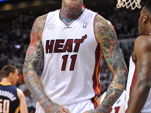 Heat forward Chris Andersen was suspended for shoving Pacers forward Tyler Hansbrough during Game 5 of the Eastern Conference finals.