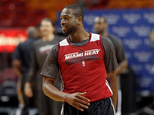 Heat guard Dwyane Wade practices Friday.