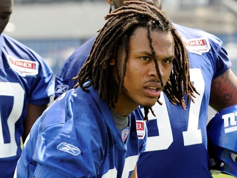 Chad Jones looks on during New York Giants' 2010 rookie camp in East Rutherford, N.J.