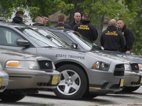 Members of the Iowa State Patrol search for Kathlynn Shepard, 15, on May 22.