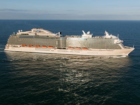 Built at the Fincantieri shipyard near Trieste, Italy, the 141,000-ton Royal Princess is Princess' largest ship ever. It measures 1,083 feet long and 155 feet wide at its widest point and boasts 17 decks.