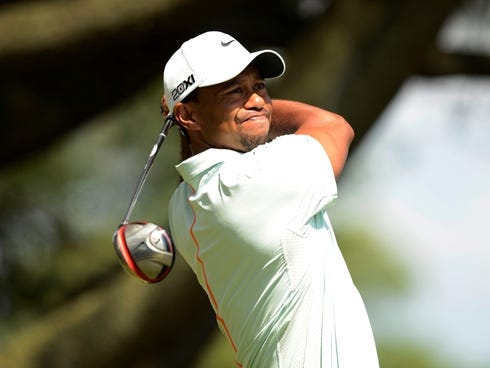 Tiger Woods shot a third-round 6-over 76 and is 10 shots off the lead.
