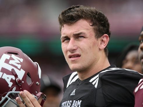 Texas A,M Aggies quarterback Johnny Manziel during the 2013 Maroon and White Texas A,M spring game at Kyle Field in College Station, Texas.