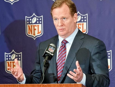 NFL commissioner Roger Goodell speaks during a press conference at the annual NFL meetings at the Arizona Biltmore.