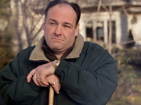 James Gandolfini plays Tony Soprano in a 2007 scene from HBO's 'The Sopranos.'