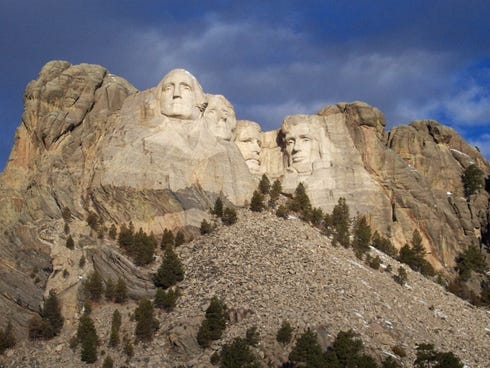 Carvings of Presidents George Washington, Thomas Jefferson, Theodore Roosevelt and Abraham Lincoln took 14 years to complete.