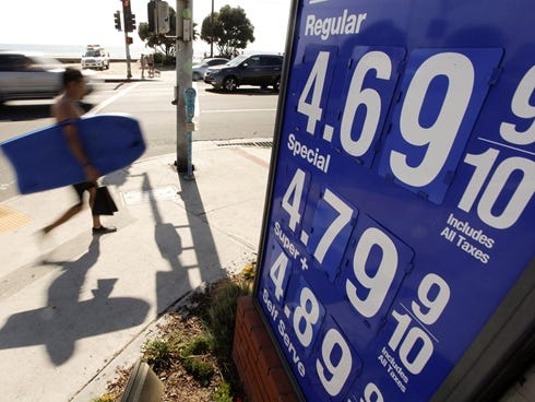 gas prices in Laguna Beach, Calif., in 2012. California's gas taxes