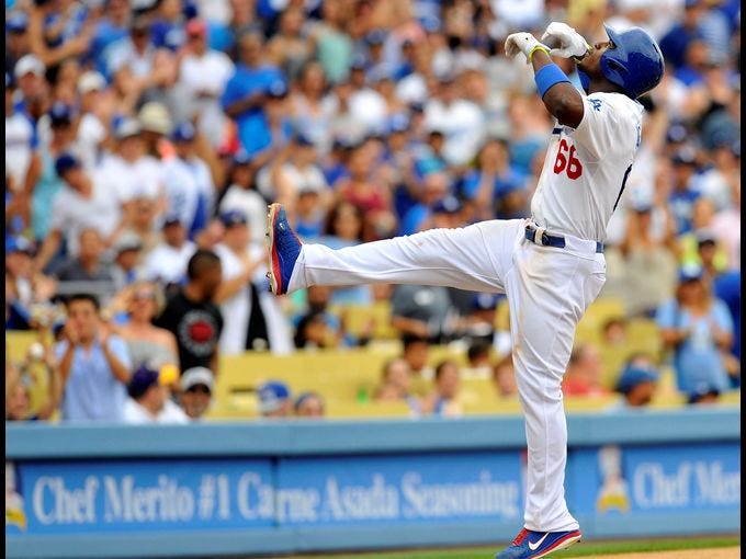 Yasiel Puig ended his sensational first month in the major leagues with his first four-hit game. He also finished June with 44 hits, surpassing the 42 by Pittsburgh's Bob Elliott in September 1939 for the second-most in a player's first full calendar month in the major leagues. Joe DiMaggio had 48 in May 1936.