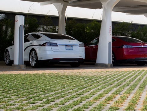 Tesla use the supercharger at the company's Hawthorne, Calif., design headquarters