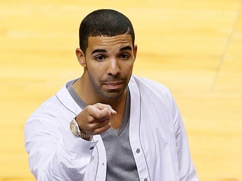 Rapper Drake attends Game 7 of the NBA Finals at AmericanAirlines Arena between the San Antonio Spurs and the Miami Heat.