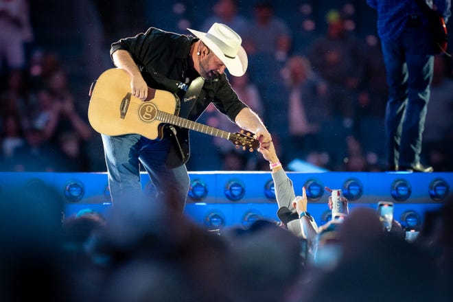 Garth Brooks performs during his Stadium Tour concert at Nissan Stadium in Nashville, Tenn., Friday, April 15, 2022.