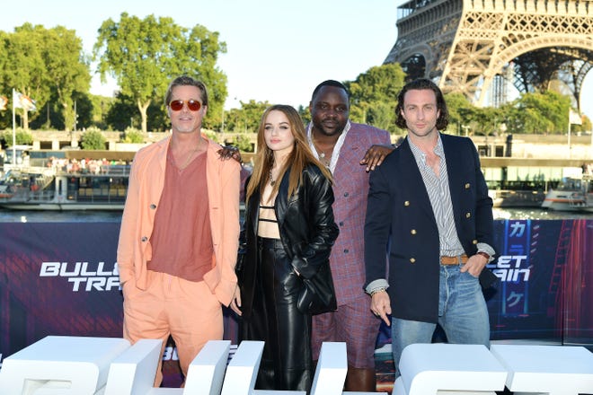 A look at their marriage 4 Brad Pitt, Joey King, Brian Tyree Henry and Aaron Taylor-Johnson attend the "High-speed train" Photocall in Paris, France on July 16, 2022.