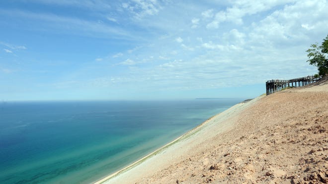 Sweeping view of Lake Michigan from the Pierce Stocking Scenic Drive in the Sleeping Bear Dunes National Lakeshore.