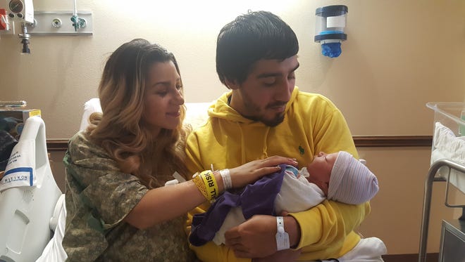 Leonidas Stephen Martinez was born at 9:23 a.m. Jan. 1, 2017, at Christus Spohn Hospital South to parents Rae Gina Soliz, 20, and Seth Jordan Martinez, 19.