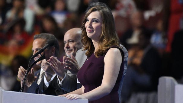 Sarah McBride takes the stage during the 2016...