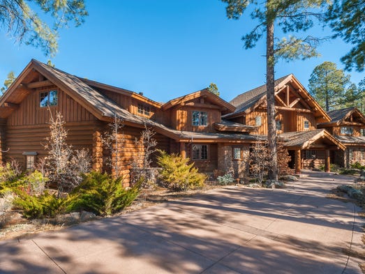 Crafted with Rocky Mountain logs, the custom home sits