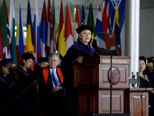 Clinton speaks at Wellesley College's commencement