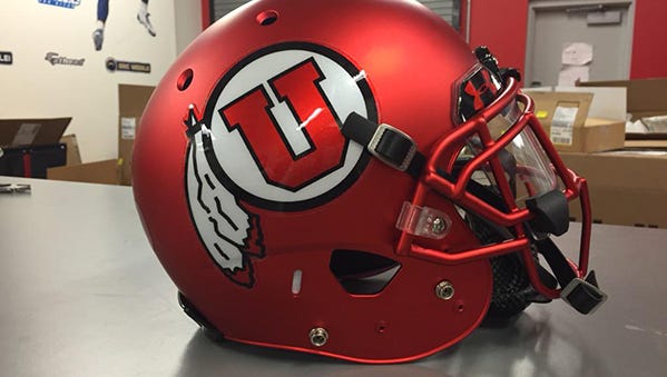 This is the "satin red" helmet Utah will wear against Michigan.