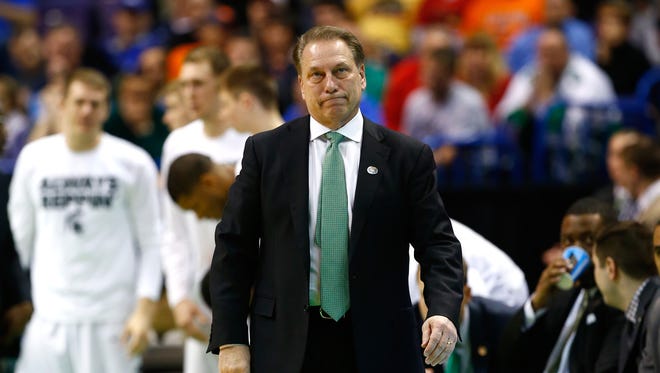 Tom Izzo walks on the side of the court during MSU's loss to Middle Tennessee.