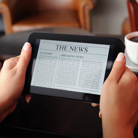 reading news online on a tablet