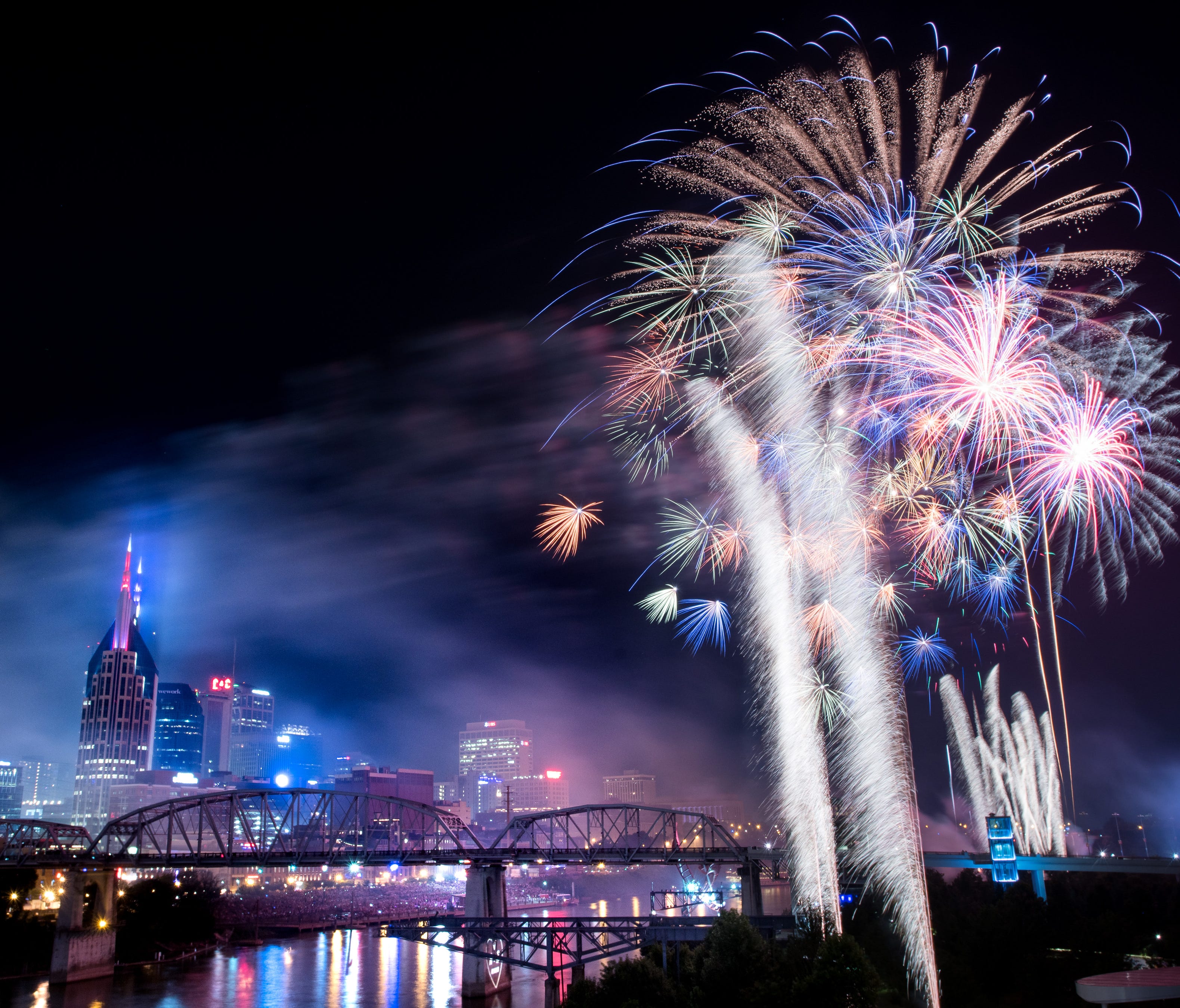 Fireworks illuminate the sky during the Let Freedom Sing! Music City July 4th event in Nashville, Tenn. on July 4, 2018.