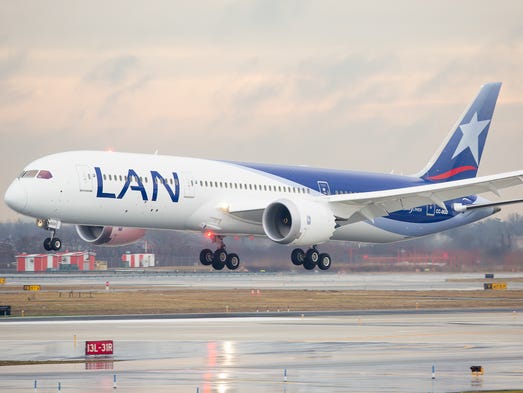 Completing a tour from South America, a LAN Boeing