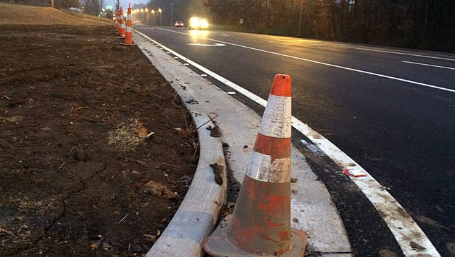 Cones placed at the recently altered intersection of Henslee Drive and College Street.
