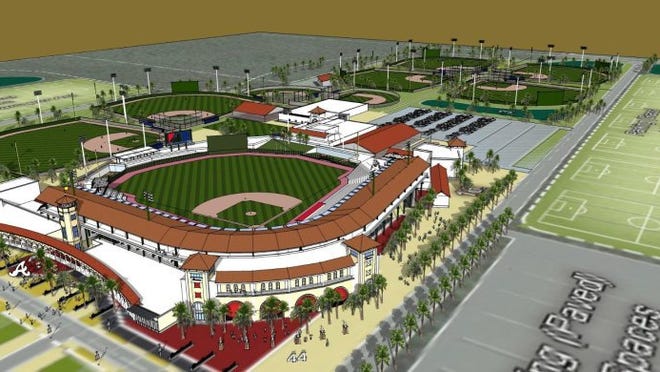 FILE - A rendering of what a spring training stadium would look like for the Atlanta Braves on land off Collier Boulevard, (Submitted photo)
