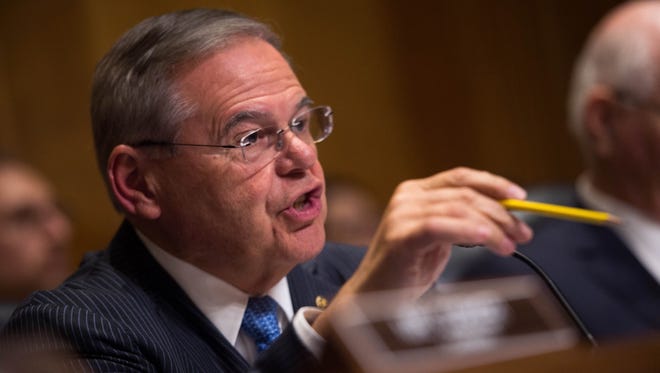 Ranking member Sen. Bob Menendez questions Secretary of State Pompeo as he testifies to Senate Foreign Relations Committee.