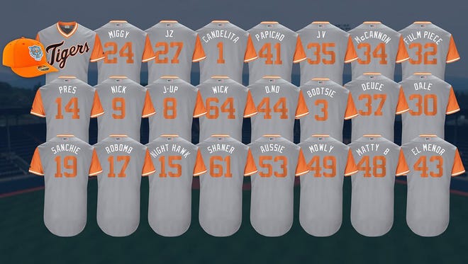 Nickname jerseys the Detroit Tigers will wear as part of Players Weekend on Aug 25-27.