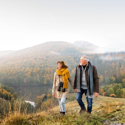 Senior couple taking a nature walk