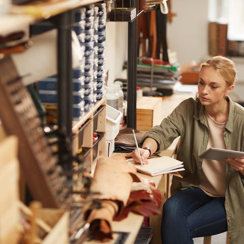 Woman preparing  an order in a small business.