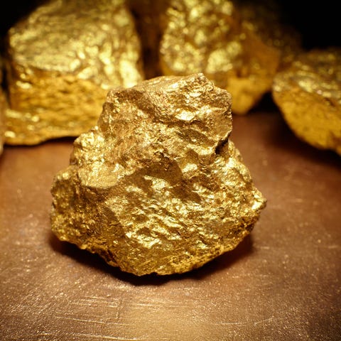 Close-up of gold rocks.