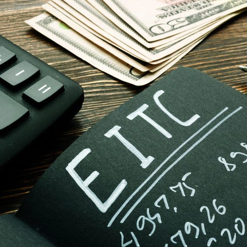 EITC Earned income tax credit calculations on a bl