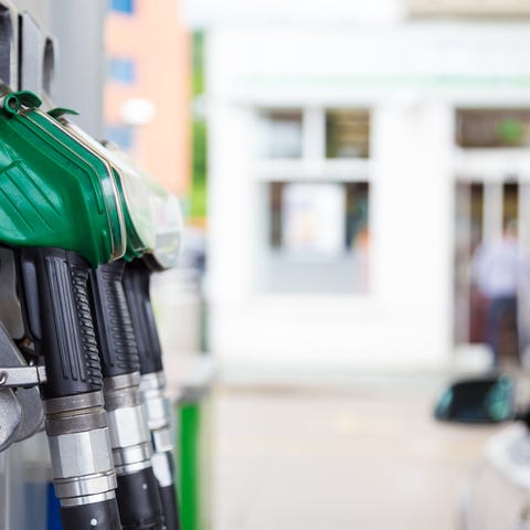 Close up of gasoline pumps.